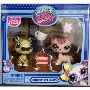 Littlest Pet Shop G7 Holiday Pet Pairs Series 4 Capycino & Biscatti 269 &270 New